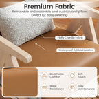 2 Pieces Living Room Furniture Set with Rubber Wood Frame