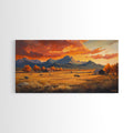 Fall Sunset Framed Canvas Print Scenic Ranch Landscape Art Autumn Wall Decor Ideal Holiday Home Decor and Gift for Farmhouse Style