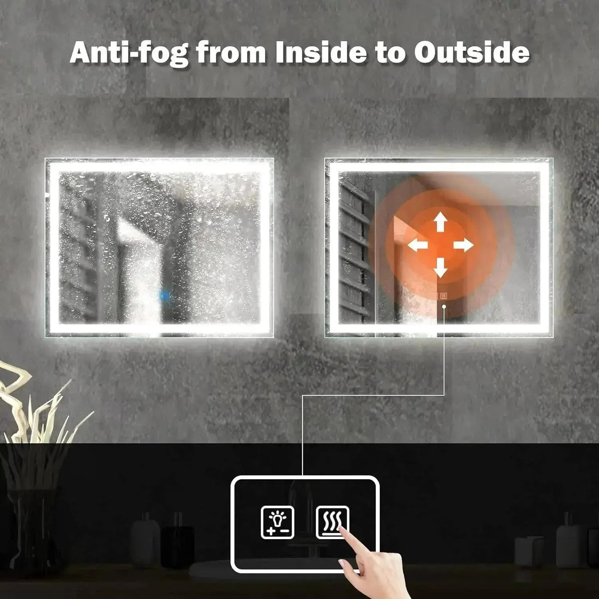20 x 28  Inch Center Glow LED Bathroom Mirror
