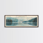 Belews Lake North Carolina Panoramic Framed Canvas Print, Lake House Decor, Scenic View, Travel Poster, Minimalist Art, Home Decor