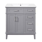Modern Bathroom Vanity With Sink, Storage Cabinet, Soft Close Doors, Deep & Standard Drawers