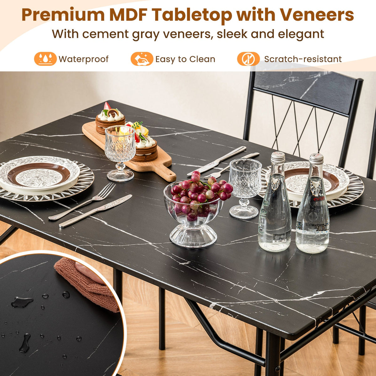 5-Piece Dining Table Set for 4 with Kitchen Table and 4 Dining Chairs