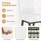 Dining Chairs Set of 2 Fabric Upholstered Kitchen Chairs with Padded Seatand Rubber Wood Legs-White+Grey