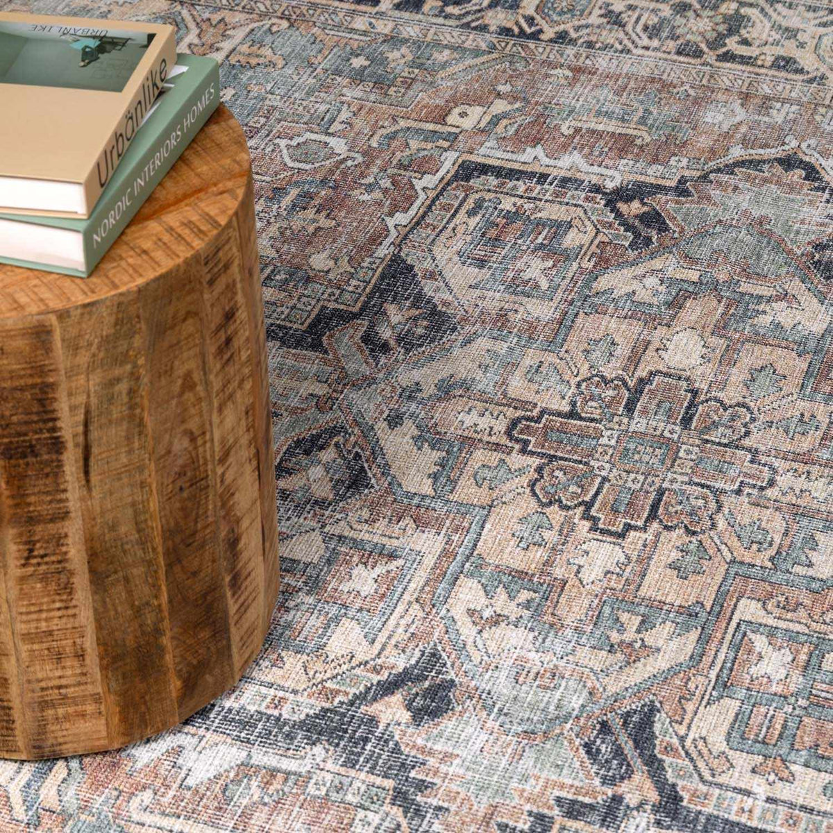Green Nisa Tumble Dry Washable Rug