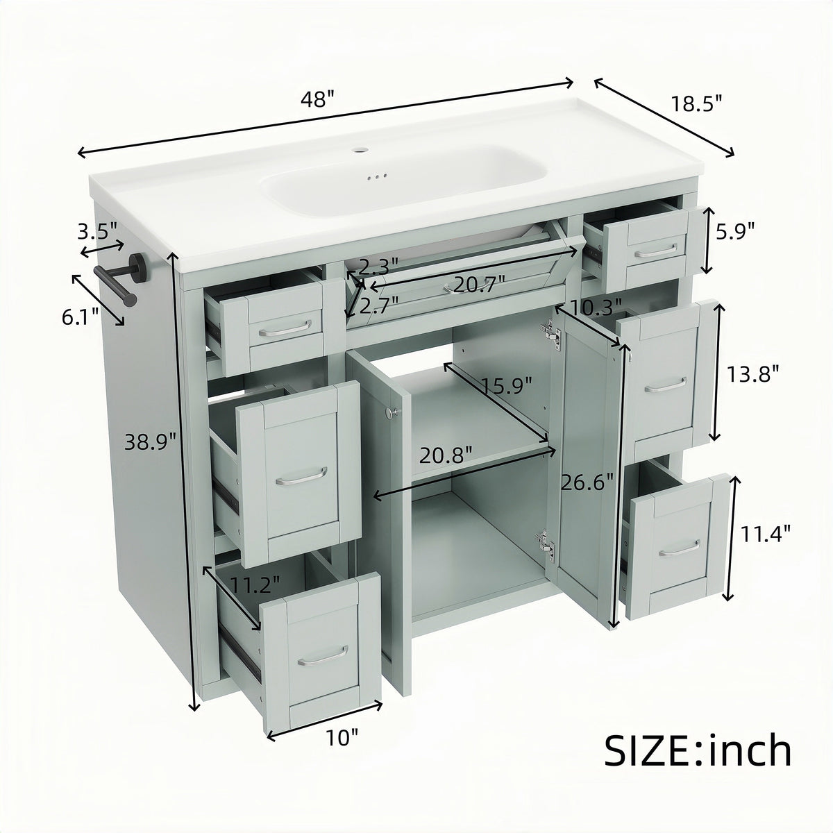 48" Mint Green Bathroom Vanity