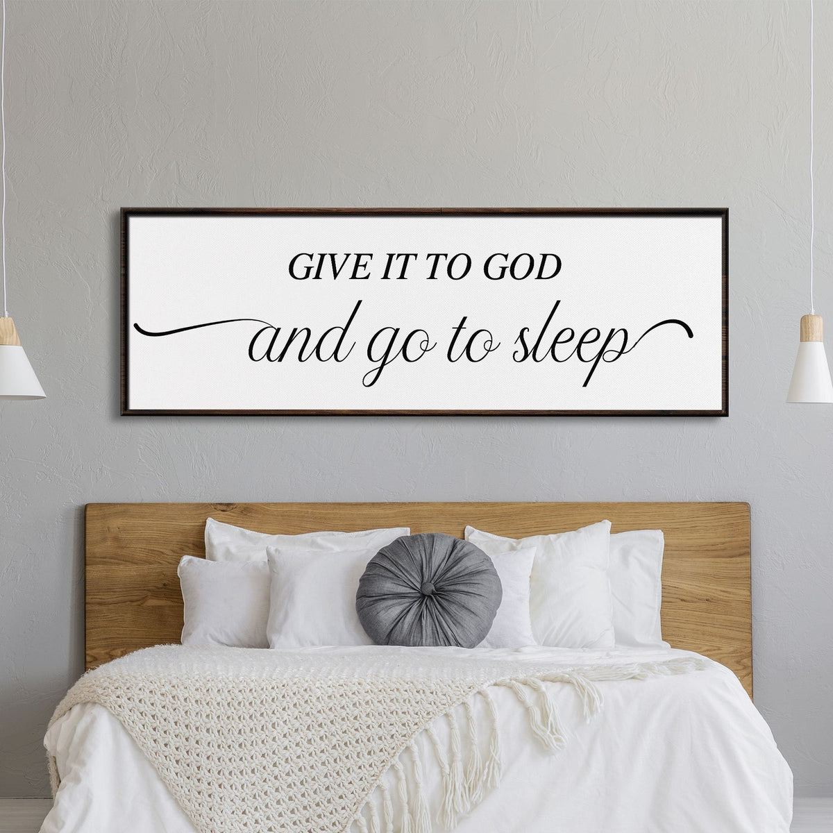 master bedroom sign, give it to God and go to sleep, master bedroom decor, wall decor, bedroom wall art, wood and canvas signs, living room