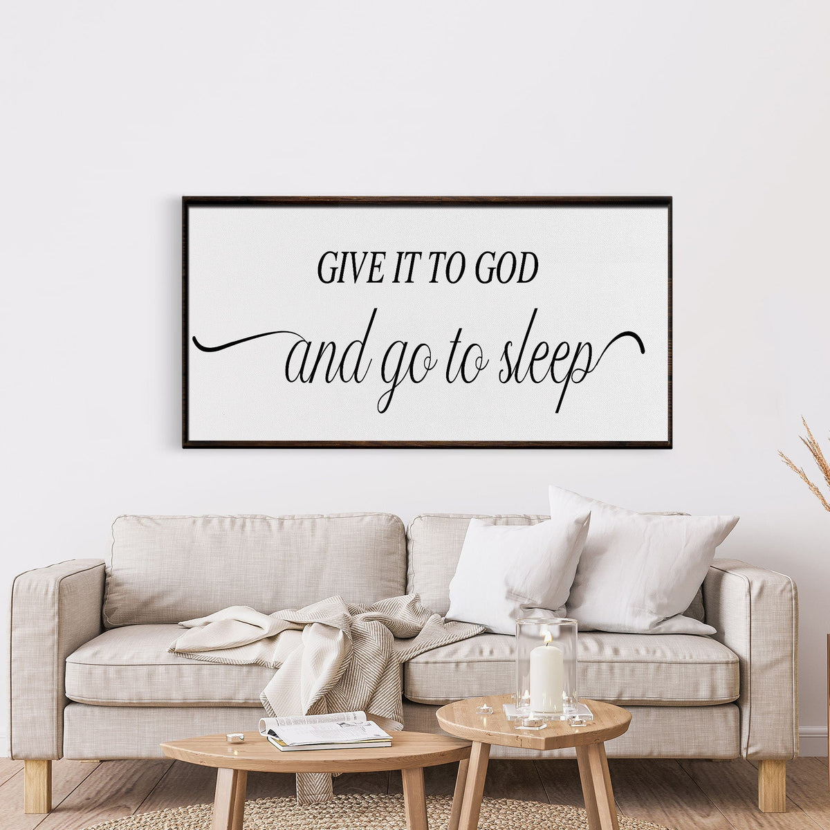 master bedroom sign, give it to God and go to sleep, master bedroom decor, wall decor, bedroom wall art, wood and canvas signs, living room